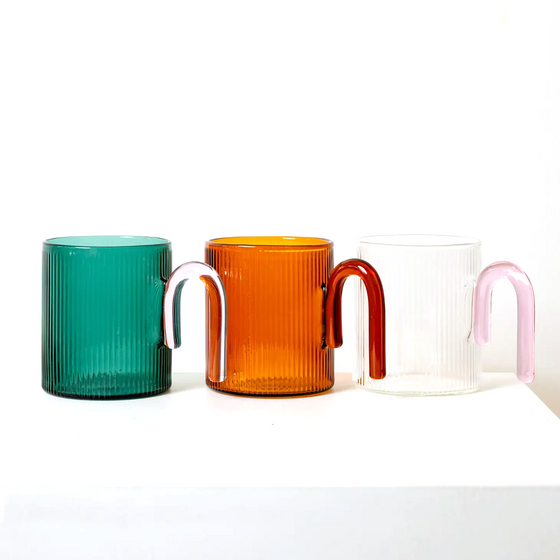 SAGE + COOPER // Ribbed Glass Cup [Clear + Pink]